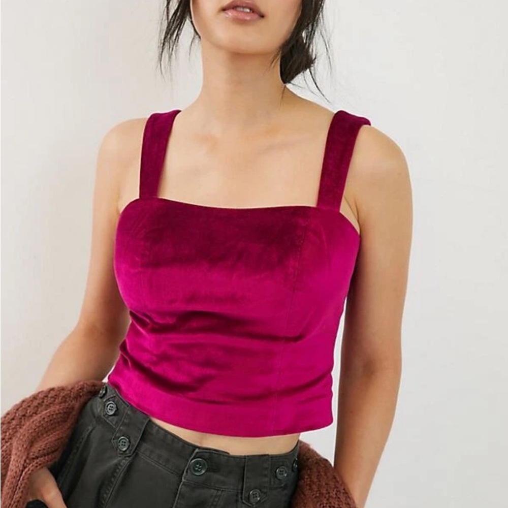 Anthropologie Maeve Cropped Velvet Top - Picture 4 of 5